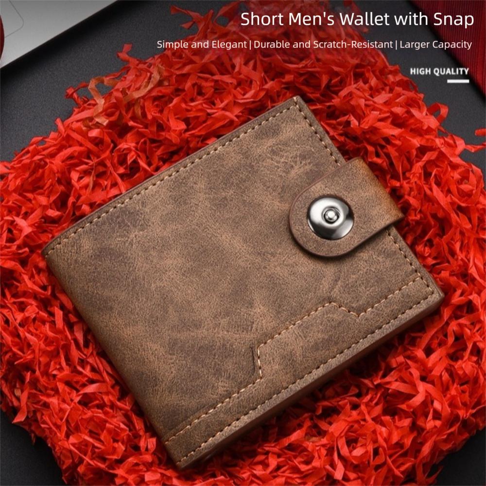 Durable Ultra Thin PU Leather Wallet Portable Lightweight Credit Card Holder Short Wallet Daily Use