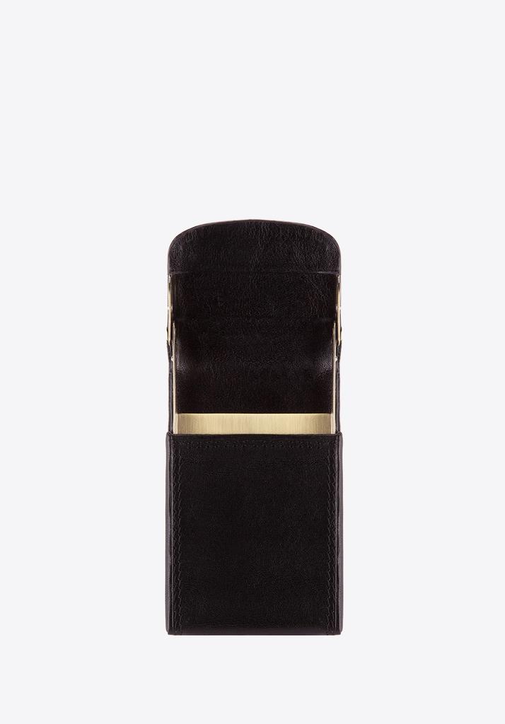 Porte-cartes de visite en cuir pour homme Wittchen avec badge noir, Cuir naturel noir