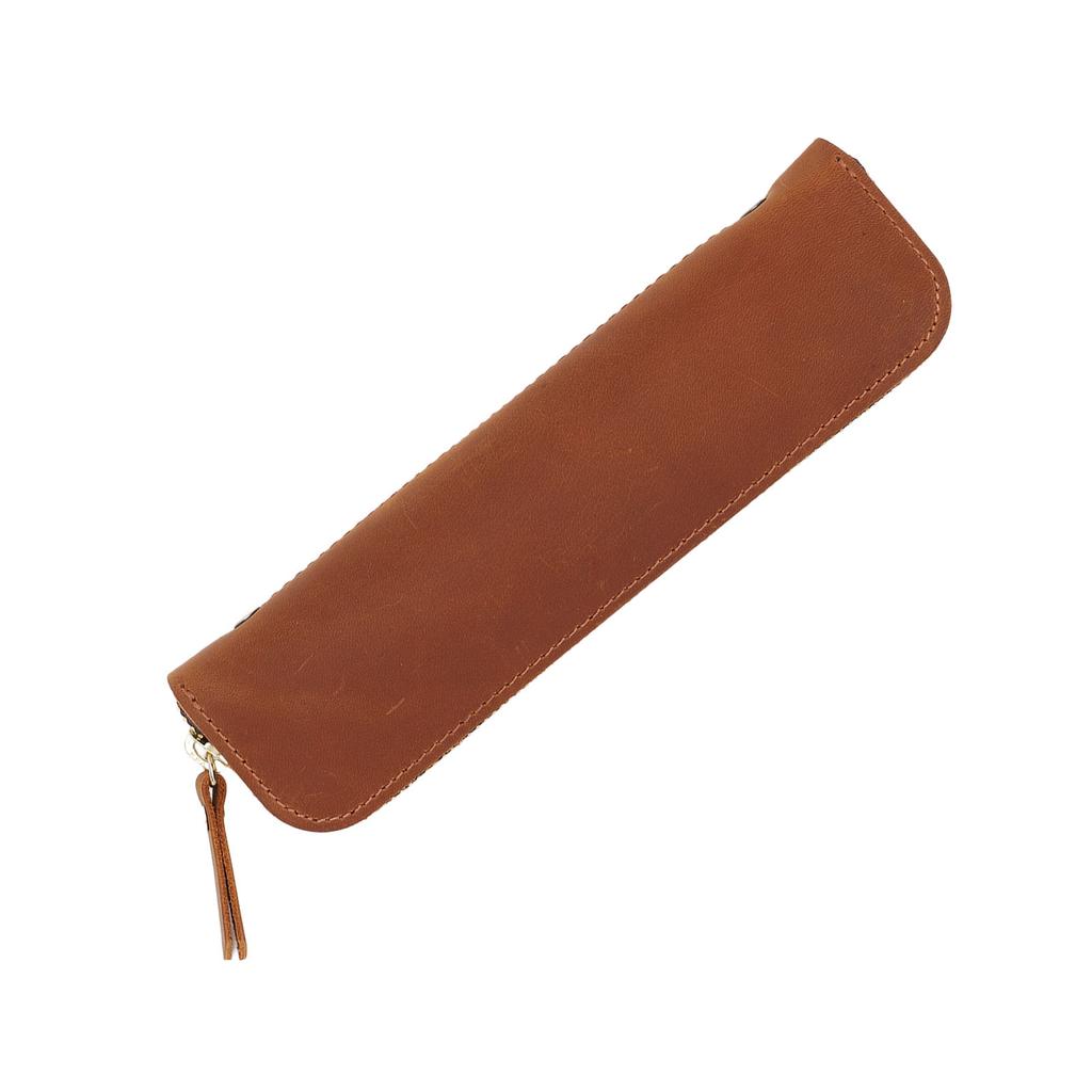 Portapenne in Pelle Minimalista Design Vintage Copertura Protettiva per Penna Astuccio Borsa Organizer Marrone