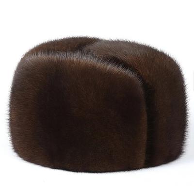 Winter Unisex Top Real Mink Fur Bomber Hat Male Genuine Marten Head Warm Black/Brown Caps Best Gift For Parent Gorras