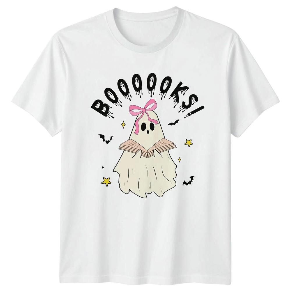 Boooooks Unisexs TShirt Ghost Reading Books Great Halloween Gift For Her S