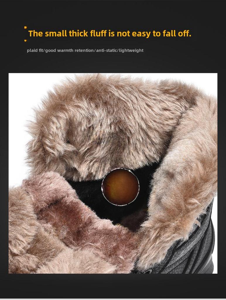 Men's Large Waterproof Non-Slip Thick Velvet Snow Boots - Winter Warm High Top Short Boots