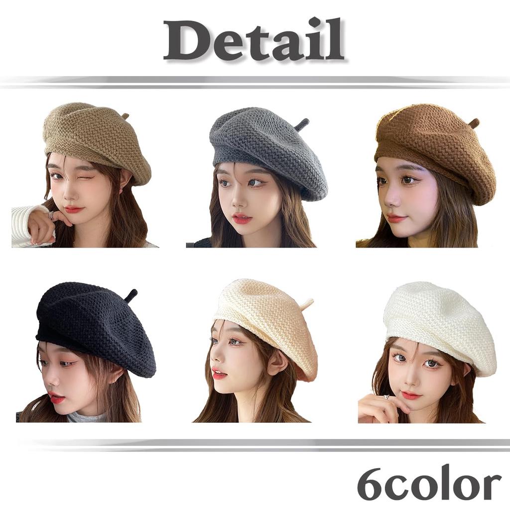 Simple CZ479 [White Fang] Beret, Braided, Natural, Cute, Hat, Stylish, Elegant, Women's (Black)