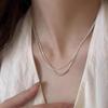 Elegante Damen S925 Sterlingsilber Perlenanhänger Halskette - Leichte Luxus Schlüsselbeinkette