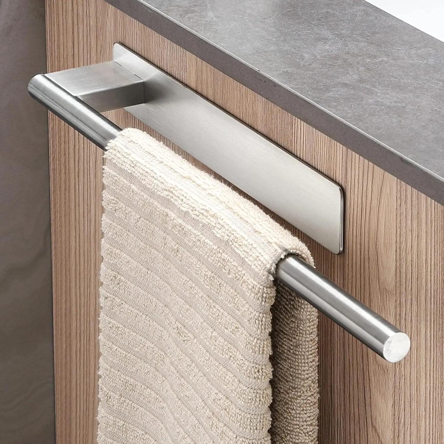 

Stainless Steel Towel Bar Home Double-pole Paper Roll Rack Towel Rack Bathroom Kitchen Storage Rack Single-pole Towel Bar Set
