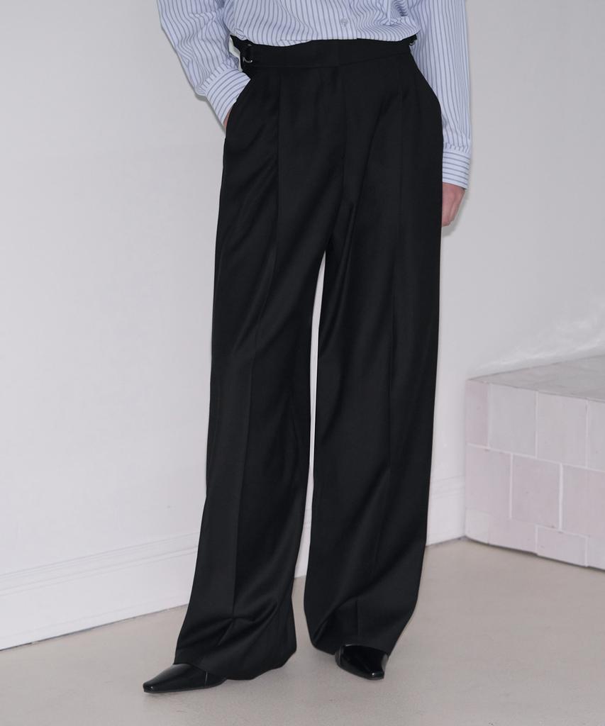 Kiyamo Side Flap Wide Slacks_Black
