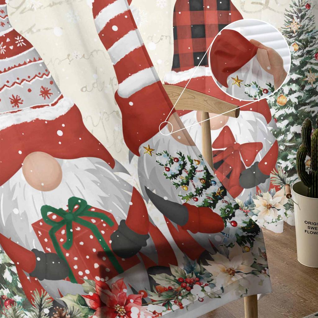 Christmas Ball Dwarf Poinsettia Christmas Tree Sheer Curtains Bedroom Decoration Window Curtains Kitchen Tulle Voile Curtains