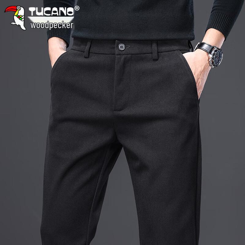 Tucano Men's Autumn/Winter Straight-Fit Business Casual Woolen Trousers