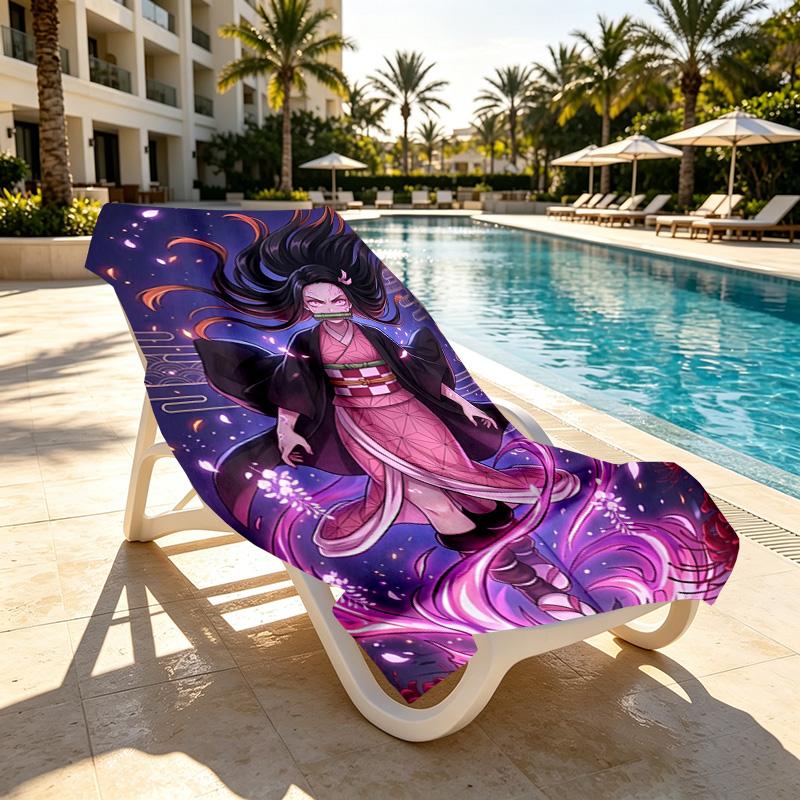 Demon Slayer Print Beach Towel Design, Soft, Lightweight. for Home Bathroom, Spa, Pool, Yoga, Surfing, Camping, Gift for Family, Friend