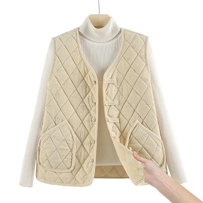 Fleeceweste Damen Herbst- und Winterkleidung verdickte warme Weste alte Weste