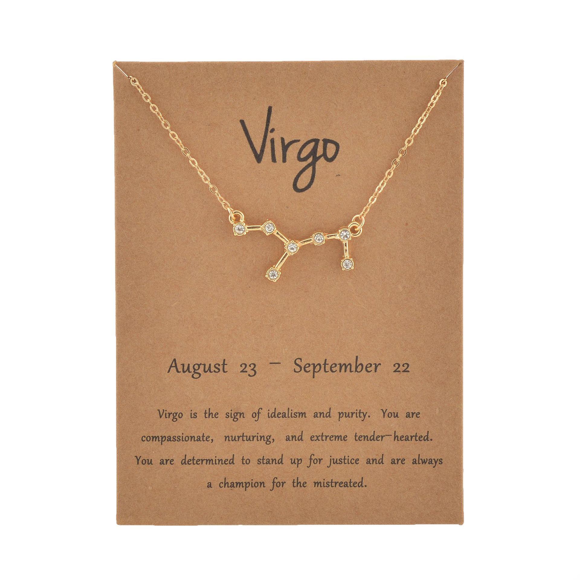 

New Trendy 12 Constellation Pendant Necklace for Women Rhinestone Zodiac Sign Symbol Necklace Aries Taurus Jewelry Birthday Gift