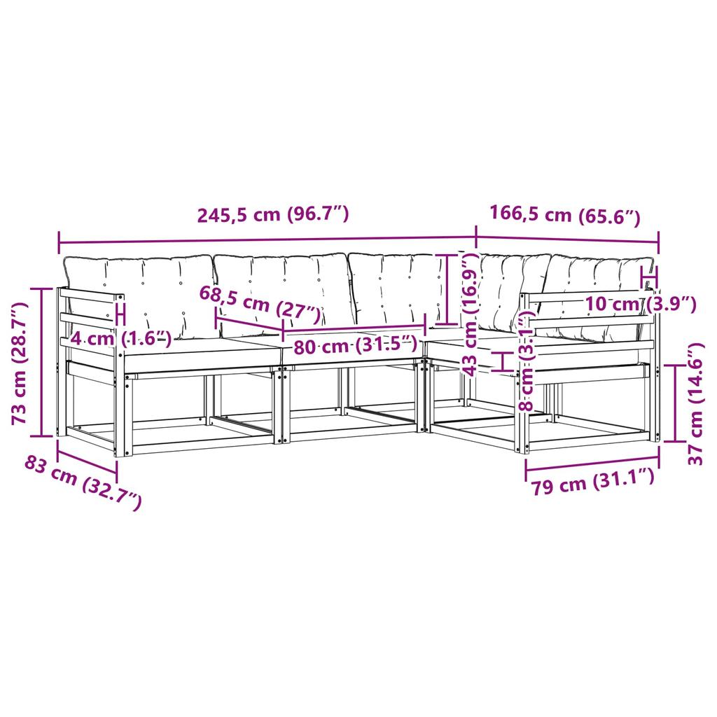 Outdoor Sofa Set with Cushions 4 pcs Natural and Light Grey
