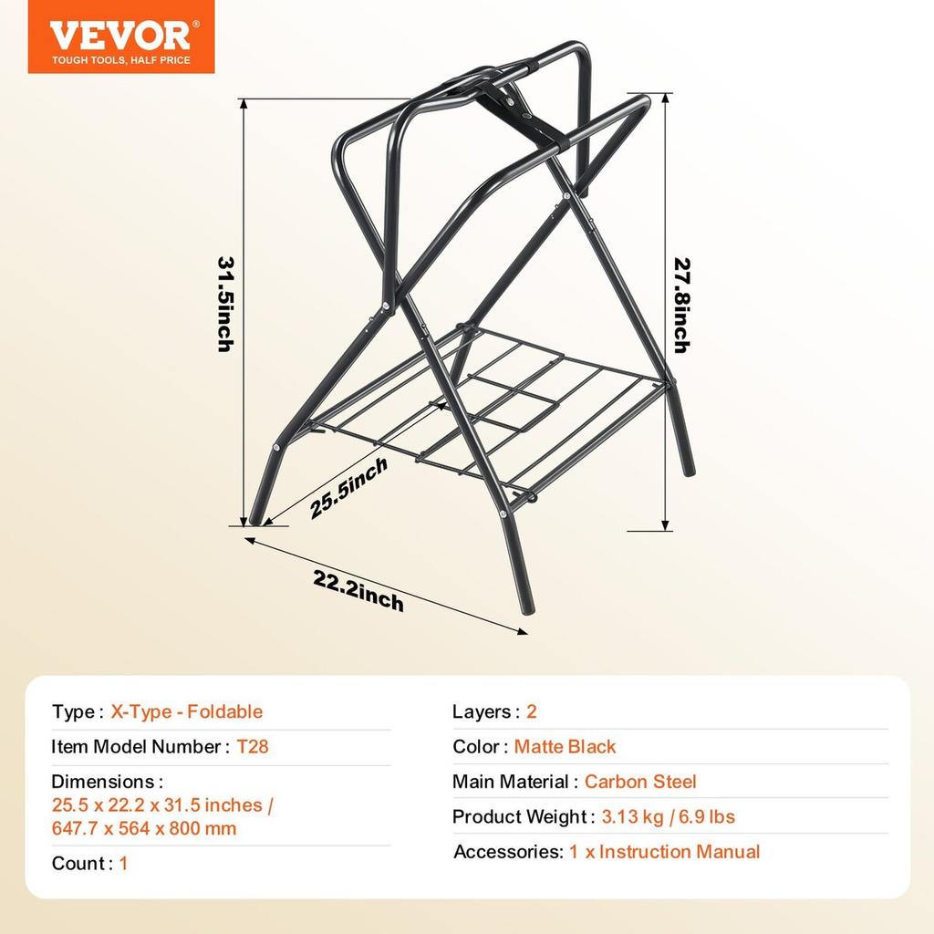 Folding Saddle Rack Portable Freestanding Horse Saddle Stand 132 lbs