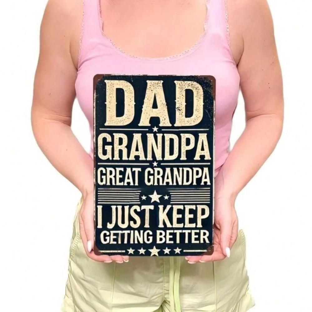 Patriotic Metal Poster for Dad, Durable Iron Sign for Grandfather Gift