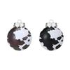 12/24Pcs Cow Print Ball Christmas Tree Ornaments 6CM Western Cowboy Christmas Ball Shatterproof DIY Xmas Tree Hangings Pendant