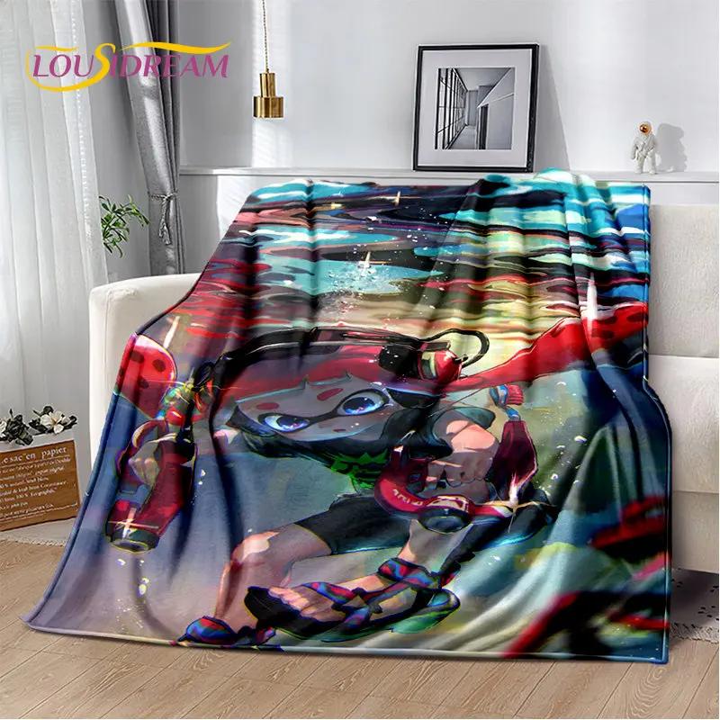 Oyunlar, Splatoon, Karikatür Yumuşak Peluş Battaniye, Flanel Battaniye Oturma Odası Yatak Odası Yatak Kanepe Piknik Örtüsü için Battaniye Atmak Bettdecke