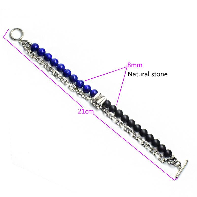 Natural Map Stone Men's Beaded Bracelet for Women Stainless Steel Bracelets Male Jewelry Tiger Eye Bracelet