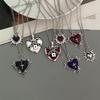 Punk Rock Red Black Heart Pendant Chain Necklace For Men Women Cool Hip Hop Street Vintage Goth Accessories Trendy Jewelry