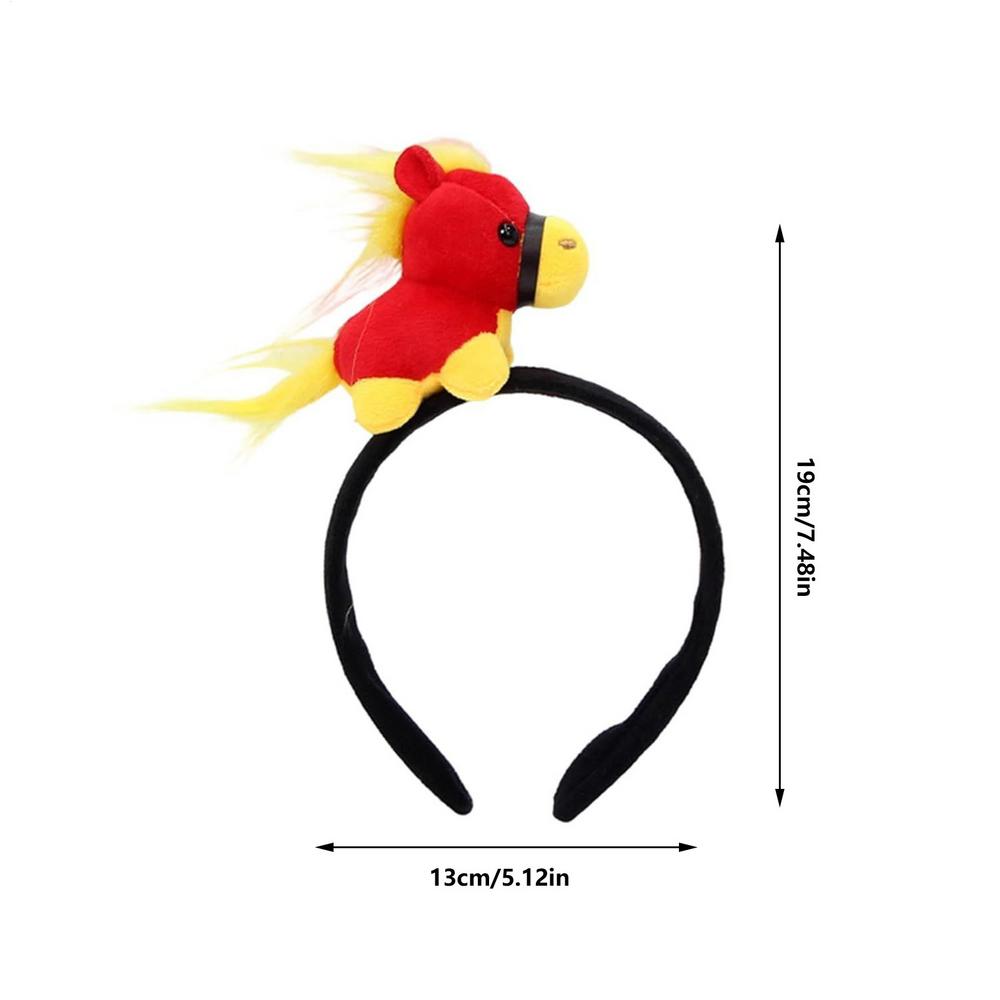 

New Years Horse Headband Cute Cartoon Plush Festival Supplies Kids Horse Headwear For Party Makeup Halloween Cosplay Festival красный