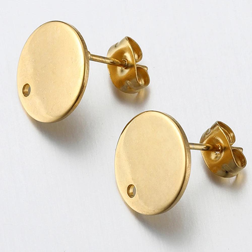 5Pairs Stainless Steel Embossing Round Ear Studs Ear Plug Set Earring Posts Back Stoppers Earrings Piercing DIY Jewelry Making