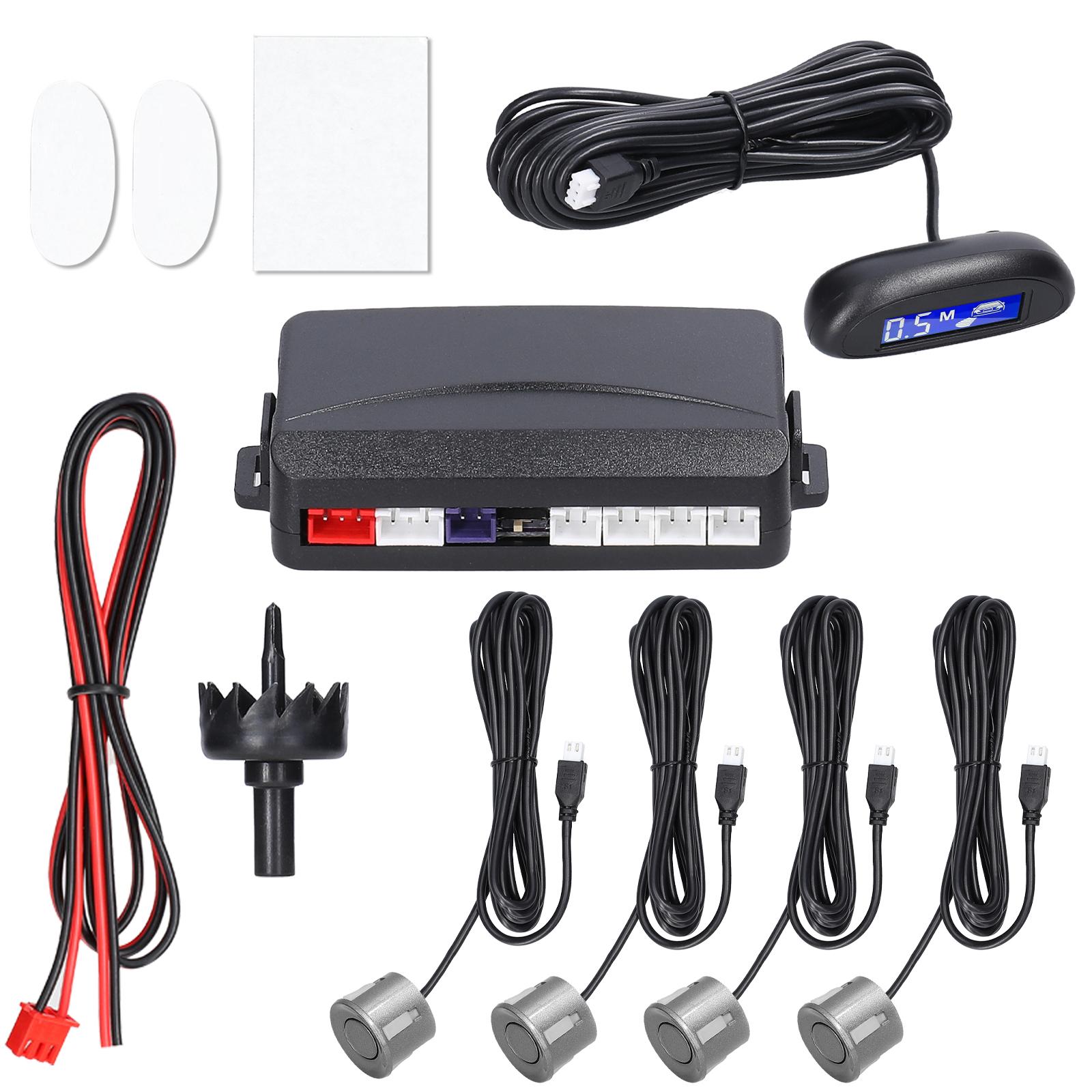 

Датчик парковки автомобиля, система задних радаров заднего хода с 4 датчиками парковки, ЖК-дисплей с функцией определения расстояния серый