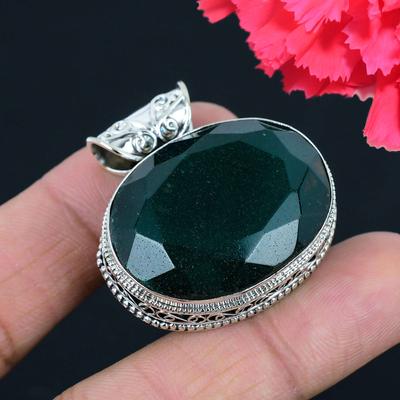 Pendentif en pierre précieuse saphir en argent sterling 925 massif, bijoux cadeau pour unisexe