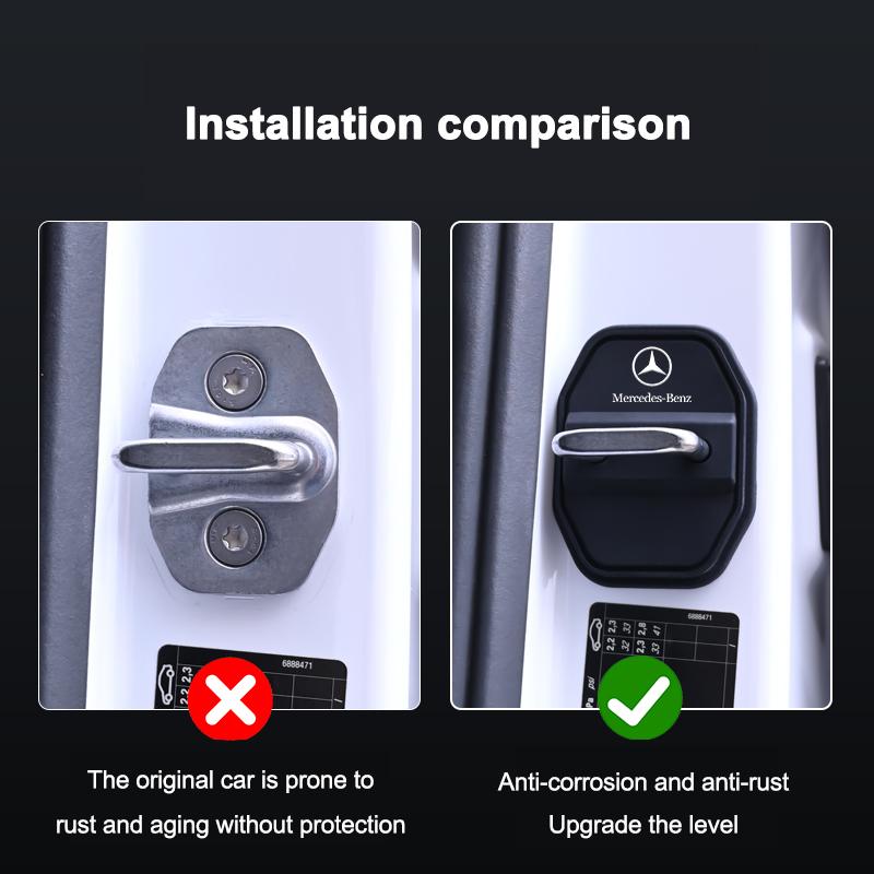 4pcs Car Silicone Door Lock Cover Protective Sticker For Mercedes Benz Smart W108 W124 W126 W213 W168 W169 W176 W220 AMG W203 jjj1