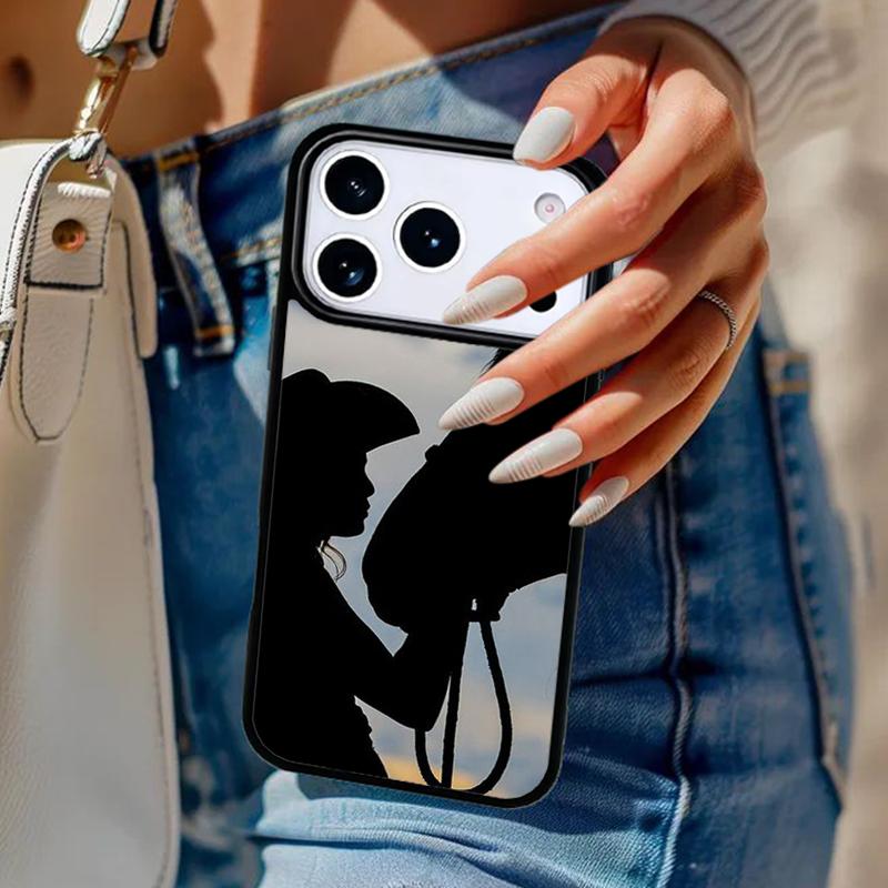 

Sunset Cowgirl Horse Silhouette Phone Case For iPhone 17 Air 14 15 13 12 Max Cover For Apple 16e 11 Pro Max Plus Coque iPhone 11
