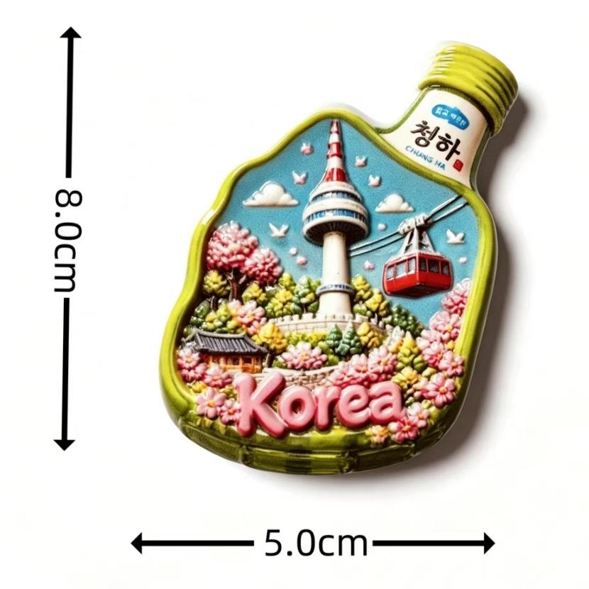South Korea Seoul Jeju 3D Fridge Magnets Tourism Souvenir Refrigerator Magnets Sticker Home Kitchen Decoration