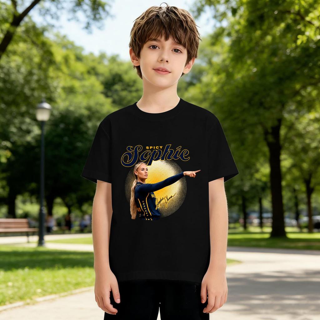 Kids Printed Round Neck Short Sleeve Loose Fit T-Shirt Casual Summer Top