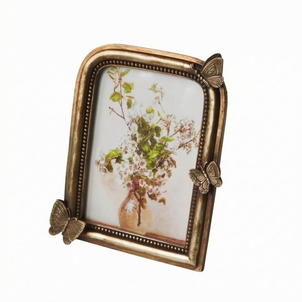 Antique Bronze-Gold Resin Frame with Glass Front Tabletop for Entryway