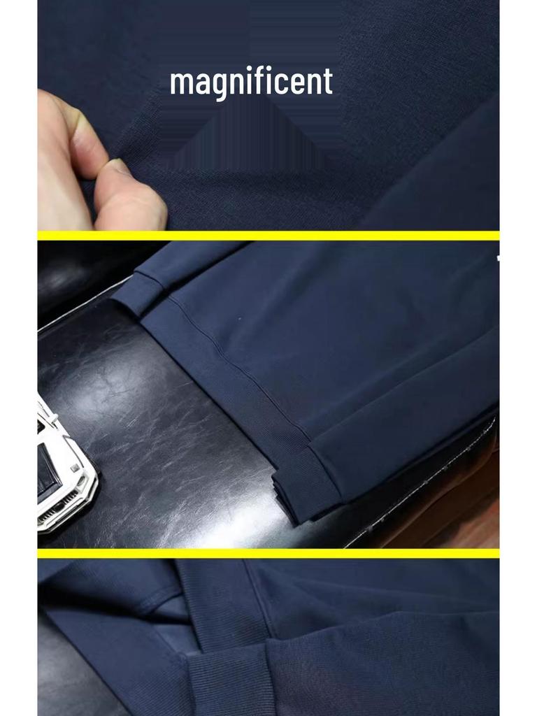 Europeisk Stil Broderad Smal Passform Långärmad Tröja för Herrar