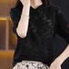Women Sweaters Pullovers 2025 Summer Short Sleeve Stand Collar Black Knitted Sweater Women Tops Pullover JJ286