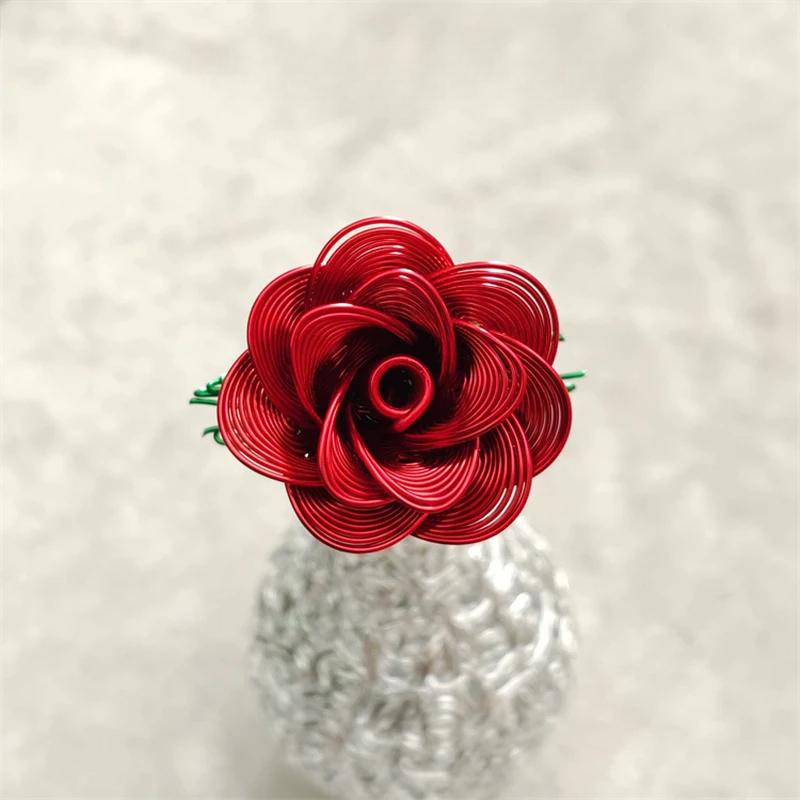 Aluminum Wire Eternal Rose Decoration (1 Piece) - Creative Eternal Love Artificial Flower DIY For Valentine s Day Wedding