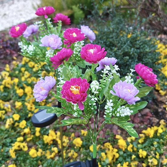 1 Pair Outdoor Solar Lights LED Flower Lamps Automatic On/Off IP44 Waterproof Easy to Install Wireless Garden Solar Lights