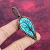 Tree Of Life Tibetan Turquoise Pendant Copper Wire Wrapped Gemstone Jewelry