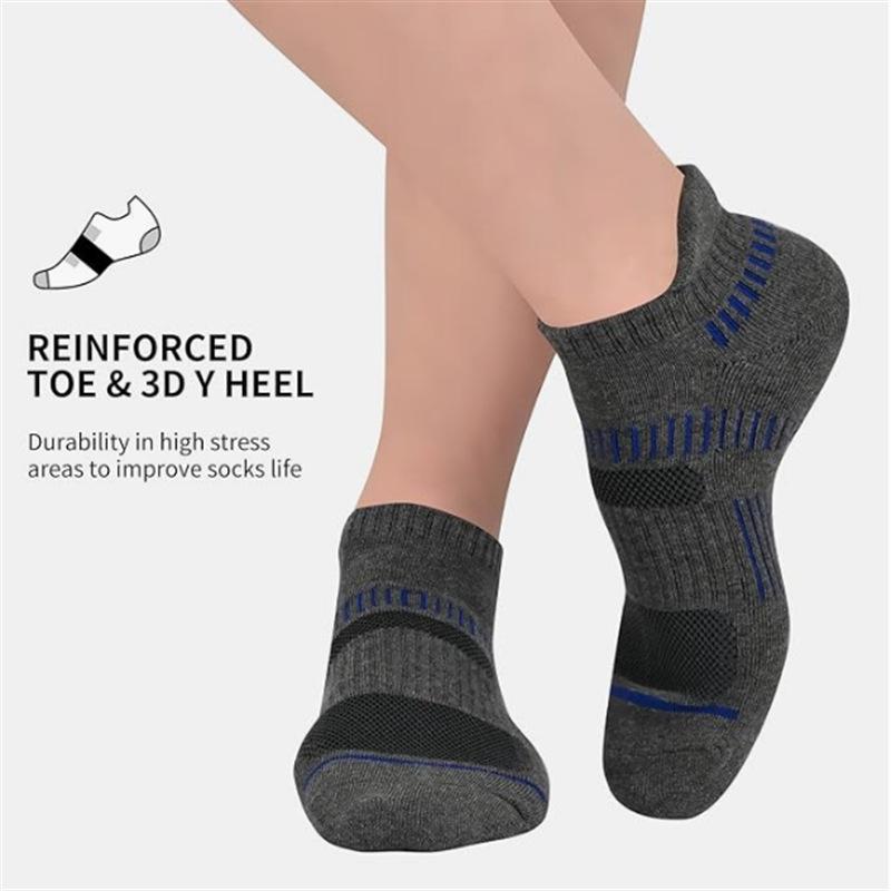 

Men s Breathable Cotton Running Socks - Thickened Towel Bottom, Short Tube Large