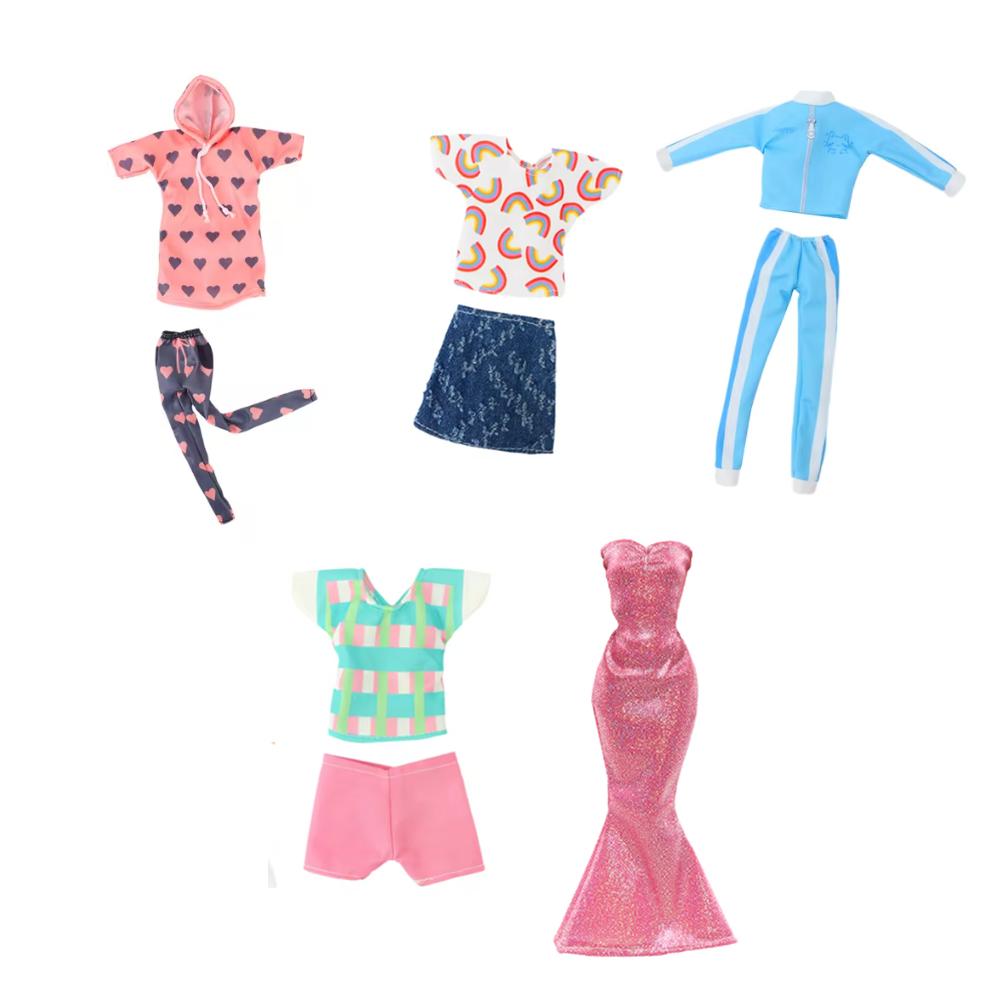 5-Pack Doll Outfits Inch Fashionable Casual Style Cotton Assorted Colors Clothing Set Christmas Birthday Gift 11.5 for Kid Friendly Entertaining Fun