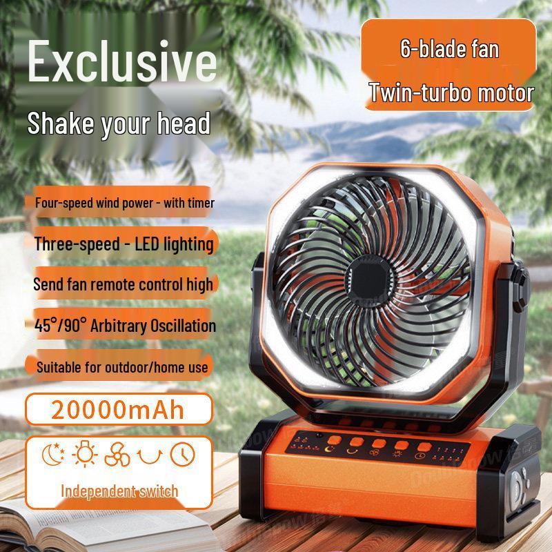 Portable Outdoor Camping Fan with Long-Lasting Battery - Oscillating Electric Fan for Fishing & Camping