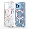 Heart-Shaped Magnetic Music Case for iPhone 14-17 Pro Max - Transparent & Full Coverage.
