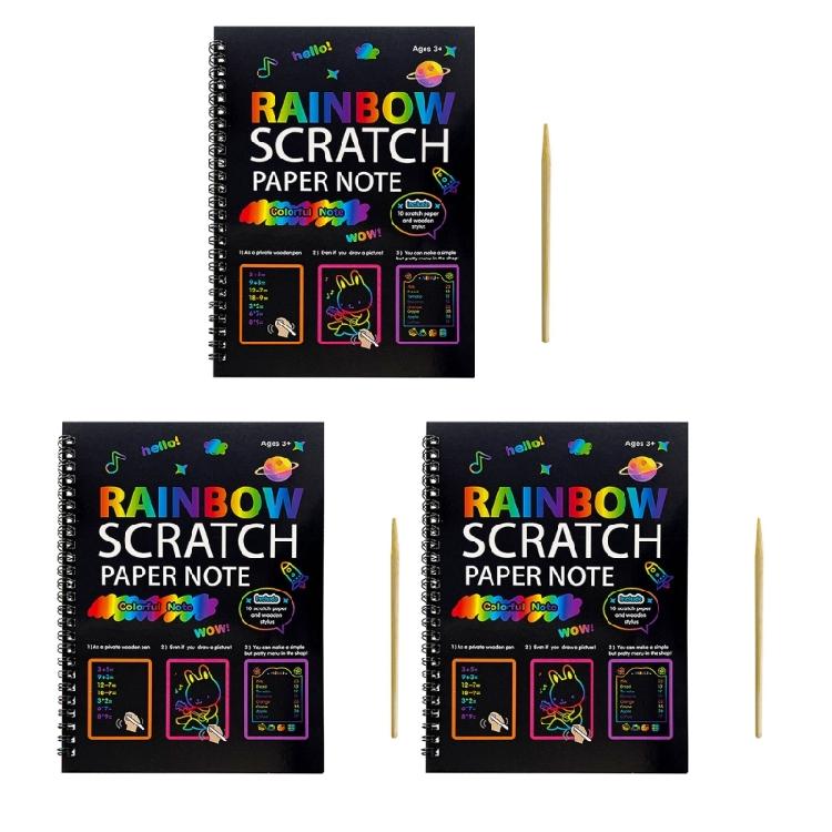 Portable Scratch Drawing Book Built in Colorful Pattern Twin Coil Binding Doodling Book for Children Adult Art Drawing