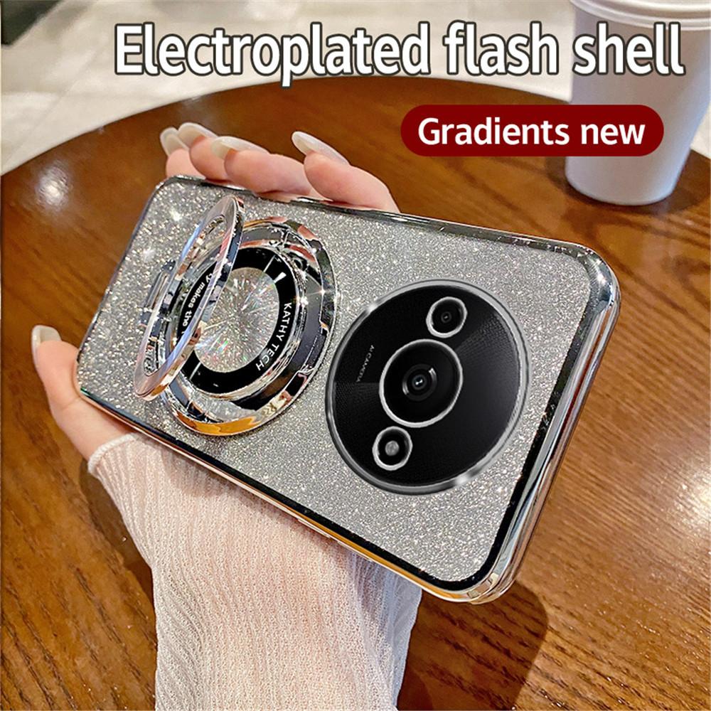 Redmi A3 Case Luxury Plating Magnetic Stand Holder Glitter Case For Xiaomi Redmi 13C 9C 9A 10 10A 10C 12 12C A1 Plus Soft Cover