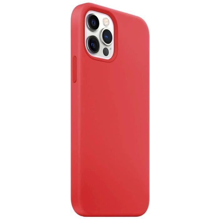 Coque pour iphone 12 - premium - rouge - antichoc - anti-dérapante - souple