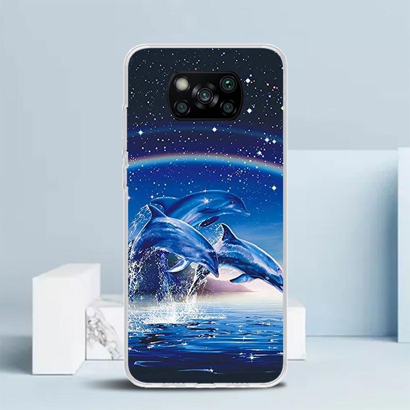 Ocean Animal Cute Dolphin Phone Case For Xiaomi Poco F7 Ultra X5 X6 X7 Pro M7 Redmi 15C 15 13C 13 12C 12 10C 10 10A 9 9C 9A 9T C