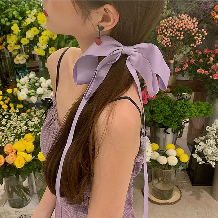 Koreańska Mlecznobiała Duża Spinka do Włosów z Kokardą - Francuski Retro Bajkowy Dodatek