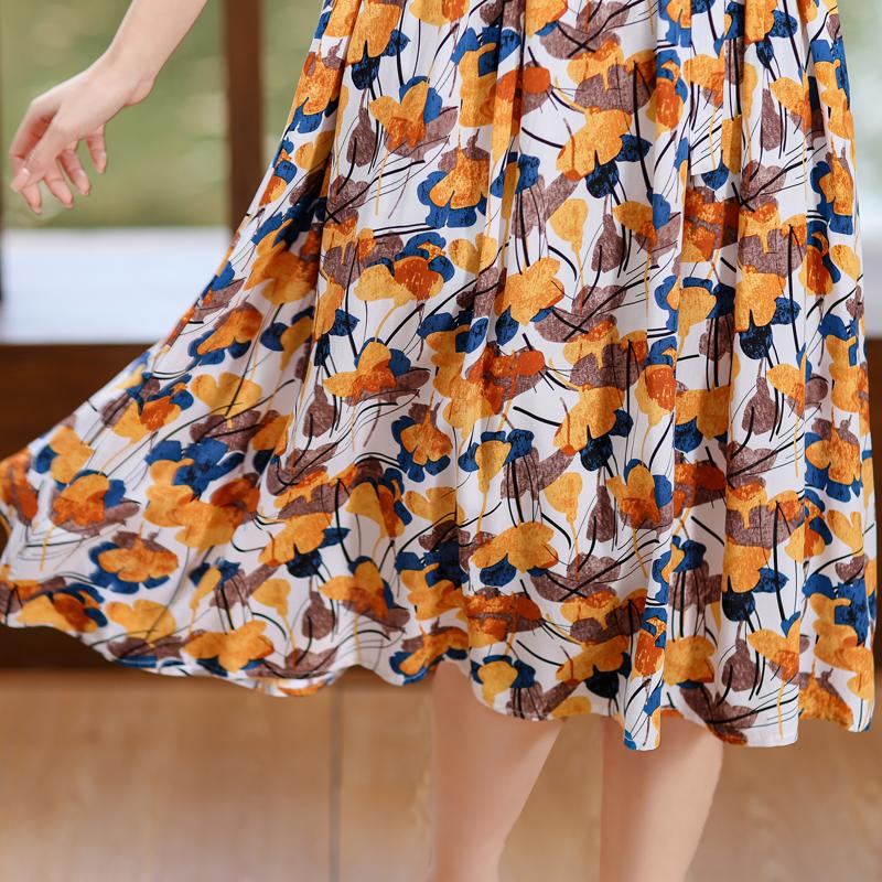 Elegant Women's Summer Dress Plus Size Half Sleeve Vintage Print Long Dresses Female Summer Clothes