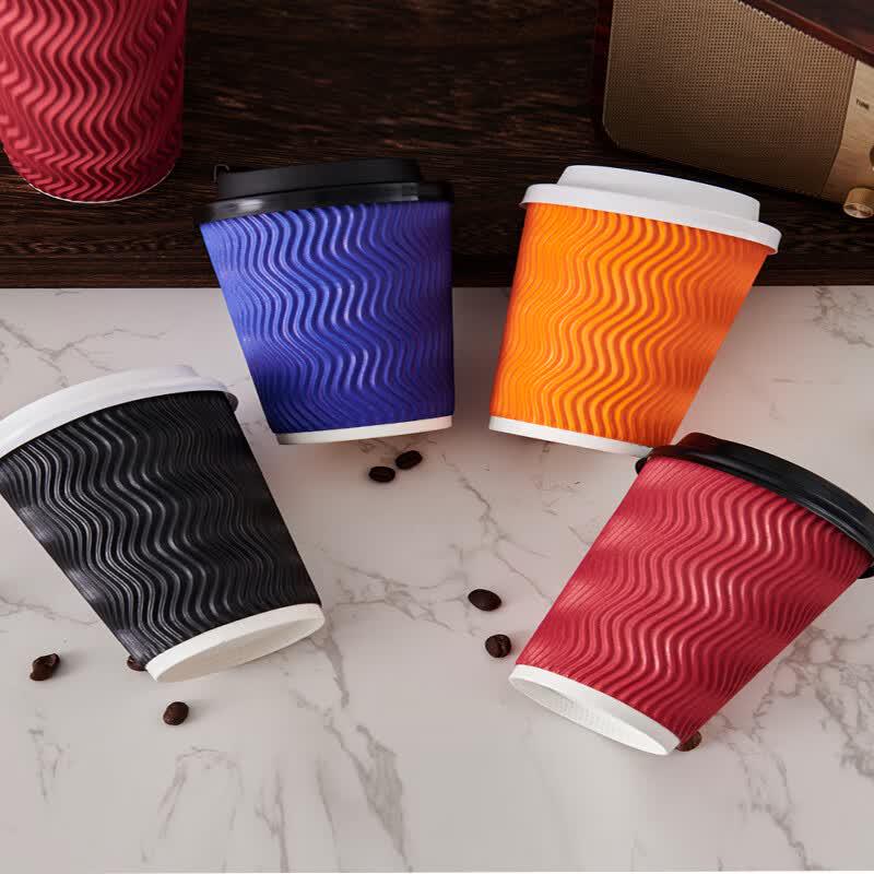 Zhugu Disposable Corrugated Hot Drink Paper Cups with Lids