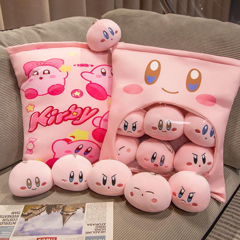 Cartoon Kirby Pillow Plush Toy Doll Snacks A Big Bag Sofa Cushion Back Birthday Gift