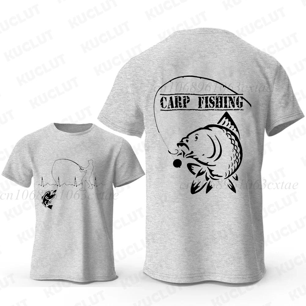 Eat Sleep Fishing Heartbeat Unisex T-Shirts Tops Unisex Fisherman Fish T-shirt Short Sleeve Fashion Brand Loose Tee Shirt for Male