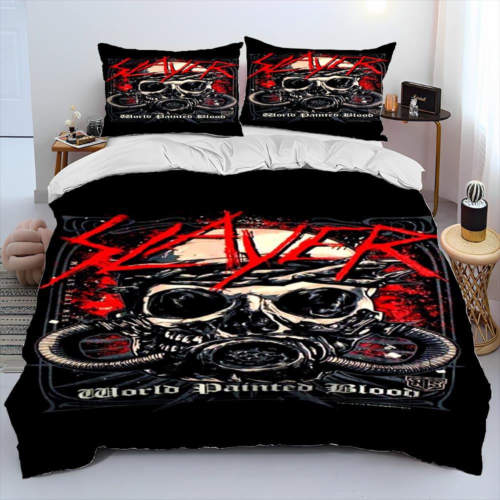 Comforter Slayer Heavy Metal Band Music Comforter Bedding Set Bed Set King Queen Size Bedding Set Kids